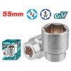 Total Socket Spanner Hexagonal 3/4" 55mm for Mechanical, Construction and Automobile Repair Industries, Chromed Plated THHAST34551