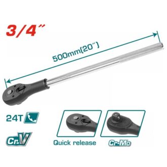 Total Ratchet Wrench 3/4" 500mm with 24 Teeth, Chromed Plated THT106346