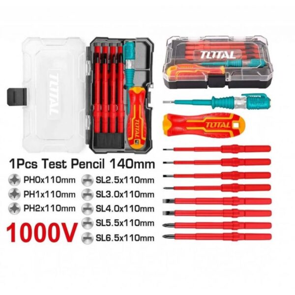 Total Screw Driver Interchangeable 10pcs Set Insulated THTIS5106