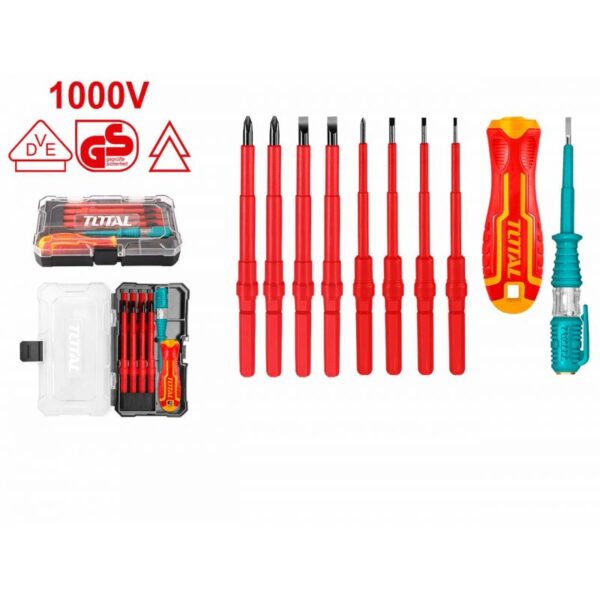 Total Screw Driver Interchangeable 10pcs Set Insulated THTIS5106