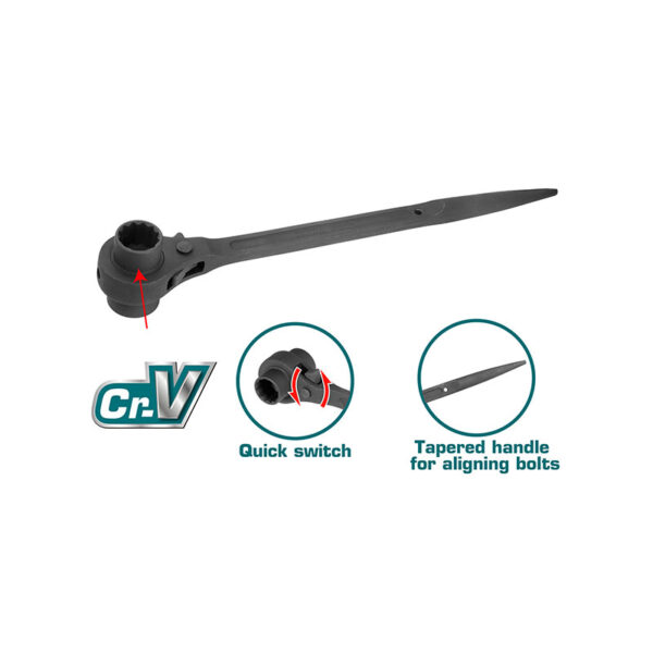 Total Ratchet Wrench Double Socket 17 x 21mm THTRSW17211