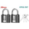 Total Iron Key Alike Padlock 38mm with Waterproof Rubber Cover, Iron Brass, 4 keys 2pcs Set TLK31T2382