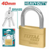 Total Heavy Duty Brass Padlock 40mm, Solid Brass Cylinder with Pins, 4pcs Brass Keys, 2pcs Set TLK32T2402
