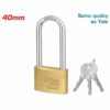 Total Brass Padlock Heavy Duty Long Shackle 40mm, Solid Brass Cylinder with Pins, 3pcs Brass Keys TLK32402L