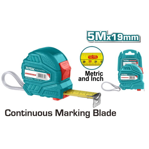 Total Steel Measuring Tape with Double Button 5m x 19mm TMT126351