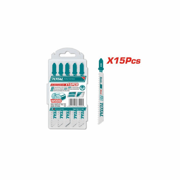 Total Jig Saw Blade Set for Wood 8TPI TAC151111C (Pack of 15pcs)