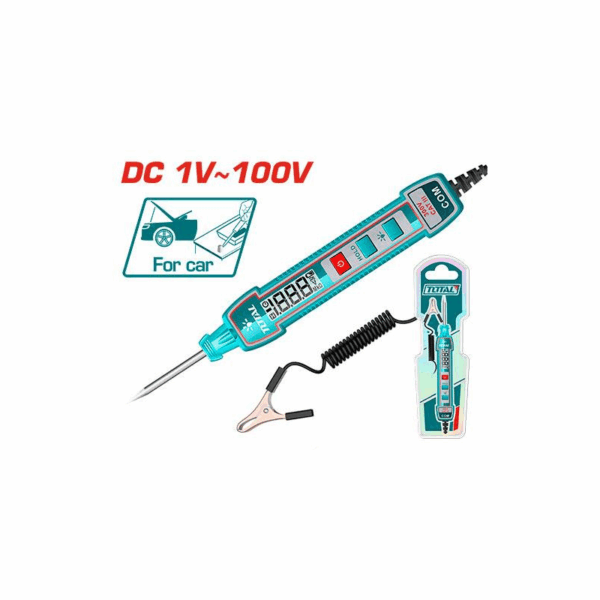 Total Automotive Circuit Tester DC 1-100V with Digital Display, Flashlight, Backlight, 2pcs AAA Batteries THTS41001