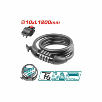 Total 4 Digit Combination Bicycle Lock 10x1200mm with Lock Frame TBK21012