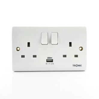 Tronic Twin Switch Socket with USB