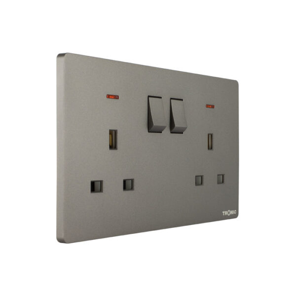 Tronic Twin Switch Socket with Neon