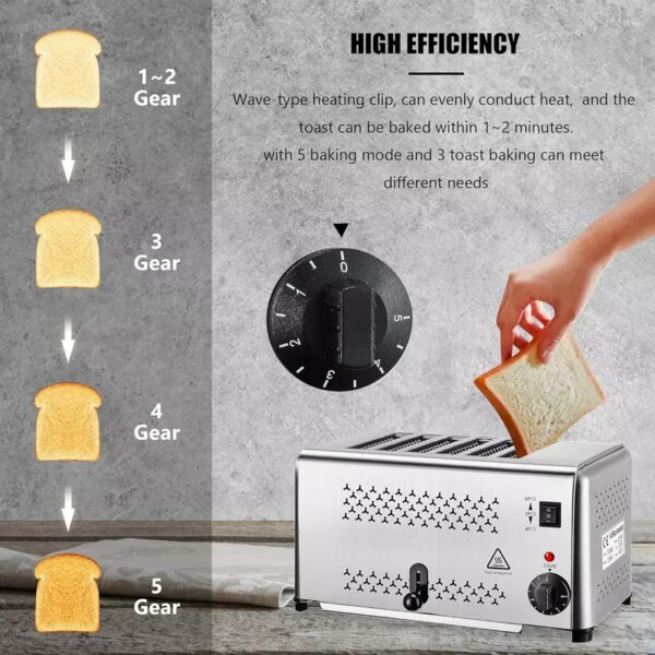 Commercial Bread Toaster 4 Slice 1800W