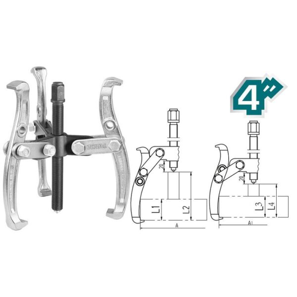 Total Gear Puller 3 Jaws 4" THTGP346
