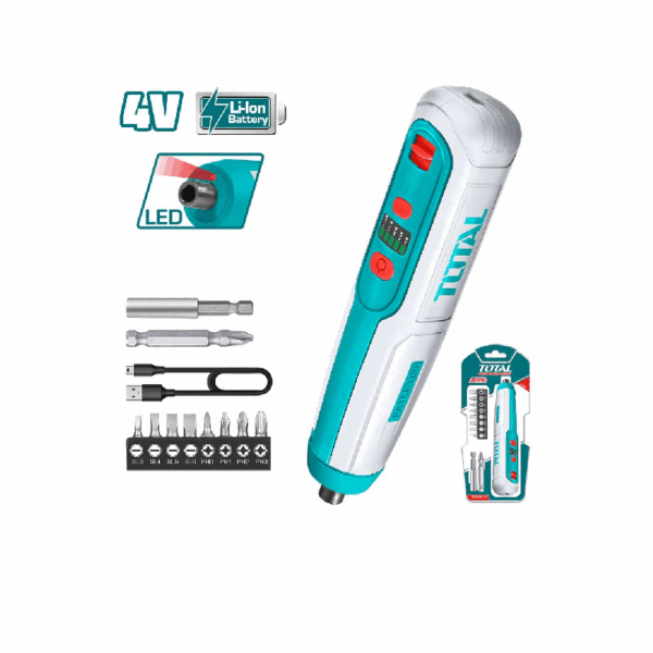 Total Screw Driver Set Lithium Ion Cordless 4V TSDLI0423