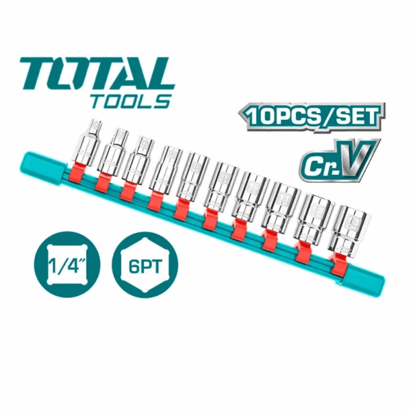 Total Socket Spanner Set 1/4" Pack of 10 THT1411023