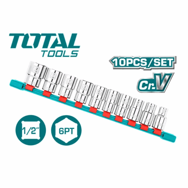 Total Socket Spanner Set 1/2" Pack of 10 THT121101