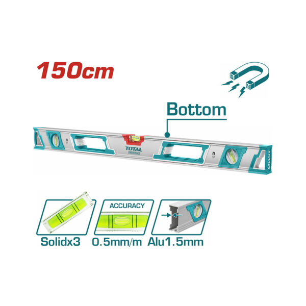 Total Spirit Level with Powerful Magnets 150cm TMT215086M