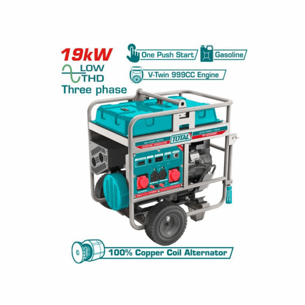 Total Gasoline Generator 19kW with Three Phase, 4 Stroke Engine, Air Cooling Sytem, 65L Fuel Tank TP1200006T