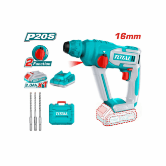 Total Cordless Rotary Hammer Drill 1.5J Lithium-ion 20V with 3pcs Drill Bits, 2.0Ah Battery, Fast Intelligent Charger TRHLI201681