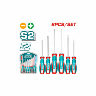 Total Screwdriver Set with S2 Blade, Strong Magnetic Pull, Ergonomic Handle TKSDS0626 (Pack of 6pcs)