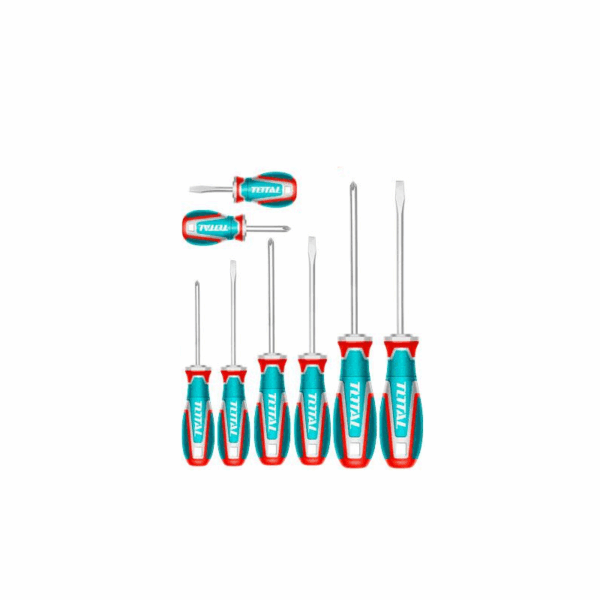 Total Screwdriver Set with S2 Blade, Round Shank TKSDS0826 (Pack of 8pcs)