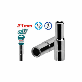 Total Hexagonal Deep Socket Head 1/2" 21mm, Heat Treatment, Black Nickel Plated THTST12213L
