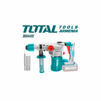 Total Cordless Rotary Hammer Drill 4.5J SDS PLUS Lithium-ion 20V with 3pcs Drill Bits, 4.0Ah Battery, Charger, Chisel, Grease Tube TRHLI202882