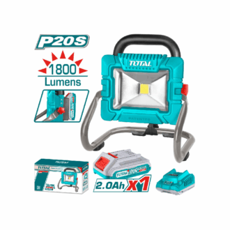 Total Cordless Portable LED Work Lamp 20W with 1pcs 20V 2.0AH Battery & Charger TWLI20258