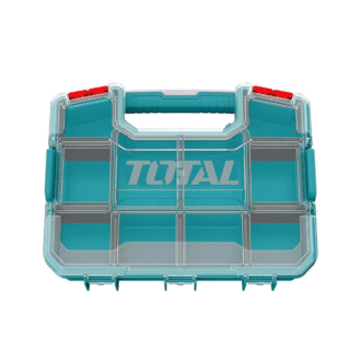 Total Empty Tool Box Plastic Organizer 30.5 x 23 x 6.5cm with Built in Carry Handle and Latch for Easy Transport, Removable Dividers TPBX1121