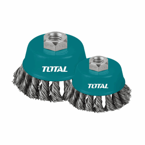Total Wire Cup Brush with Nut 125mm Twisted Hard Silver TAC32051