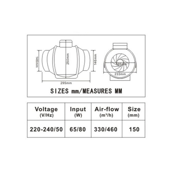 Tronic In-line Duct Exhaust Fan 150mm