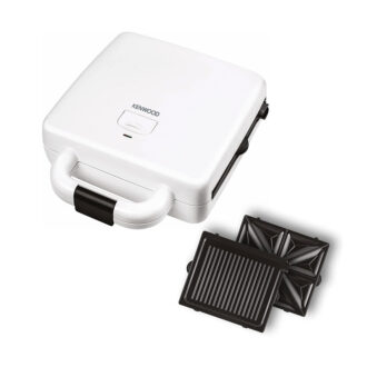 Kenwood Sandwich Maker 1300W 4 Slots 2-in-1 Sandwich Maker & Grill (180° Open Flat for Using as a Griddle) with 2 Sets of Non Stick Multifunctional Plates for Grilling and Toasted Sandwiches SMP94.A0WH