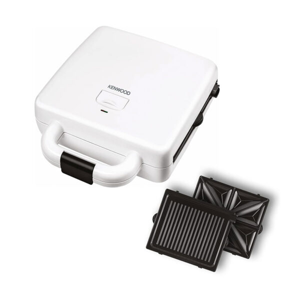 Kenwood Sandwich Maker 1300W 4 Slots 2-in-1 Sandwich Maker & Grill (180° Open Flat for Using as a Griddle) with 2 Sets of Non Stick Multifunctional Plates for Grilling and Toasted Sandwiches SMP94.A0WH
