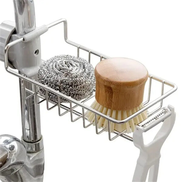 Nadstar Faucet Holder Stainless Steel Sink Drain Rack Sponge Storage Soap Drainer Shelf Organizer HP09-166H