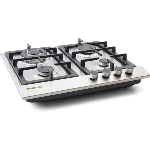 Nikai Gas Built In Hob Stainless Steel 4 Burner with FFD and Auto Ignition 50x45x25cm NGH3005N