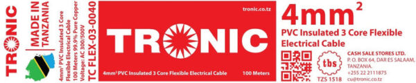 Tronic 4mm 3 Core Flexible Cable