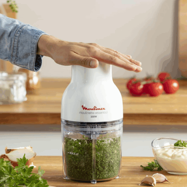 Moulinex Moulinette Essential Chopper 300W, 400ml Bowl with 4 Blades for Effortless Mincing, Chopping and Mixing DJ520127