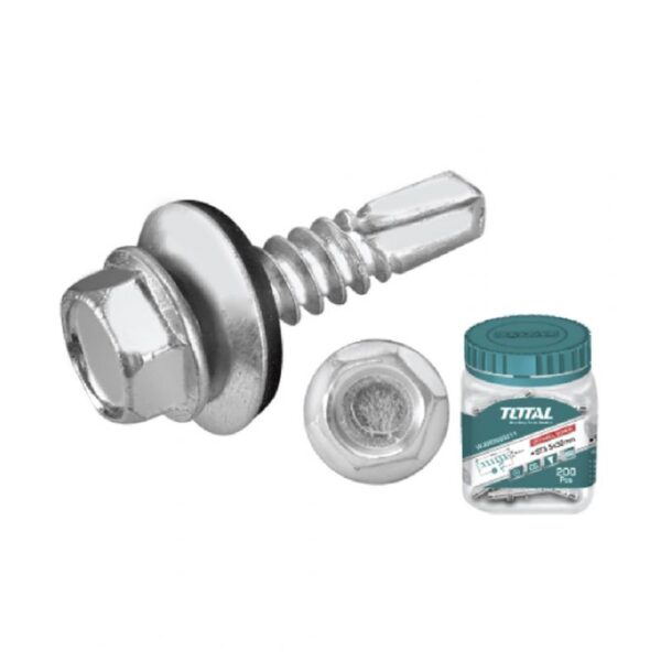 Total Self Drilling Hex Screw with Rubber Washer 6.3x25mm 50pcs WJSS6302521