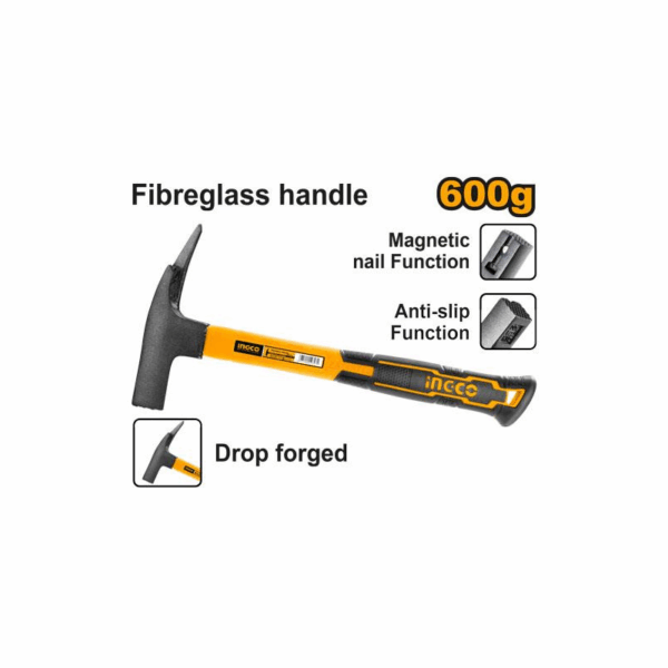 Ingco Roofing Hammer 600g with Magnetic Nail & Anti-Slip Function HRH60028