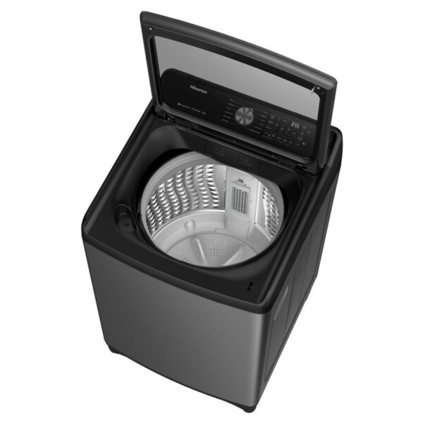 Hisense Washing Machine 16kg, Top Load Automatic Inverter Motor, Rear Control, Tide Wash, Aqua Save Function, Double Water Inlets, Pump with Filter Silver WT5T1625DB