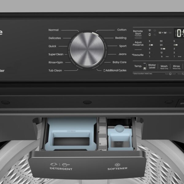 Hisense Washing Machine 16kg, Top Load Automatic Inverter Motor, Rear Control, Tide Wash, Aqua Save Function, Double Water Inlets, Pump with Filter Silver WT5T1625DB