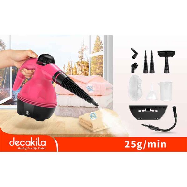 Decakila Steam Cleaner 1000W Tank 320ML 3Bar High Pressure Steam MultiPurpose Handheld Pressurized Steam Cleaner with 9-Piece Accessories for Stain Removal Carpets Curtains Car Seats KEEN004P