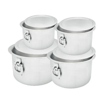 Nadstar Aluminium Sufuria 4pcs with Lid & Handle 75L 85L 100L 110L Cookware Set Tope Cooking Pot for Commercial Use - Gauge 7 Kitchen Heavy Duty Tapela