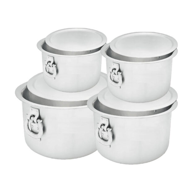 Nadstar Aluminium Sufuria 4pcs with Lid & Handle 75L 85L 100L 110L Cookware Set Tope Cooking Pot for Commercial Use - Gauge 7 Kitchen Heavy Duty Tapela