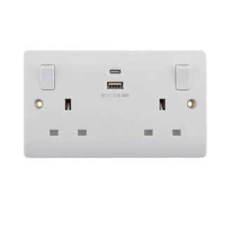 Tronic Twin Switch Socket with Type C + USB
