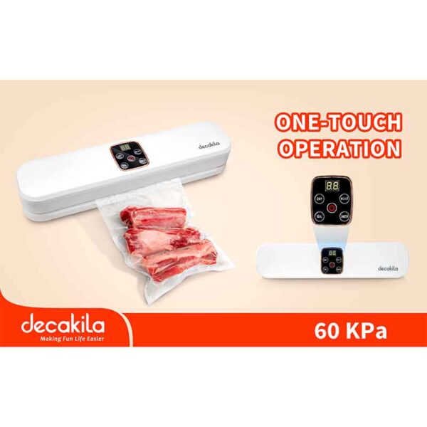 Decakila Vacuum Sealer Machine 100W One Touch Operation 60KPa Air Sealing Machine for Food Preservation Dry & Moist Sealing KETT039W
