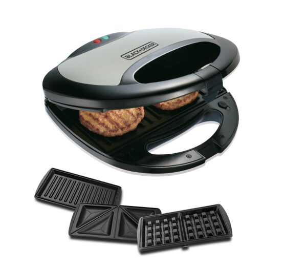 Nikai Sandwich Grill & Waffle Maker 750W 3 Detachable Plate Cool Touch Housing Pilot Light Indicator Cool Touch Housing NGT323D