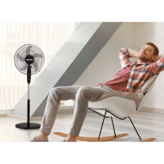 Nikai Stand Fan 16" 3 Speed 45 W Plastic Blade 5 Leaf “AS” Transparent Blades 60 Minutes Timer Wide Angle Horizontal Oscillation NPF1631T