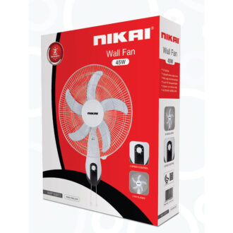 Nikai Wall Fan 16" Wide Angle Horizontal Oscillation "T" Class Motor 5 Leaf "AS" Transparent Blades 3 Speed: NWF1635T1