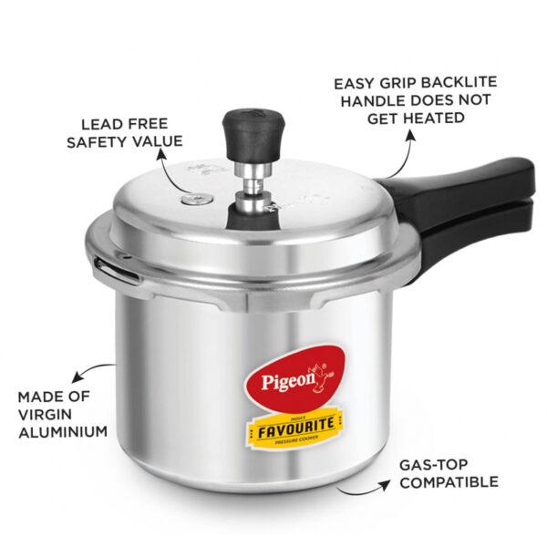 Pigeon Pressure Cooker 7.5L Deluxe Aluminium Outer Lid Gas Stove Compatible Ergonomically Designed Handle PP7.5