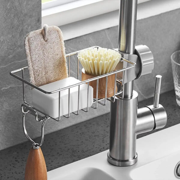 Nadstar Faucet Holder Stainless Steel Sink Drain Rack Sponge Storage Soap Drainer Shelf Organizer HP09-166H